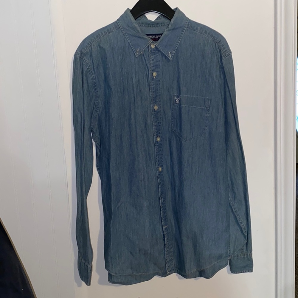 American eagle denim button up